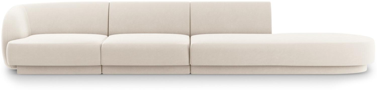 Micadoni 4-Sitzer Rechts Samtstoff Sofa Miley | Bezug Light Beige | Beinfarbe Black Plastic Bild 1