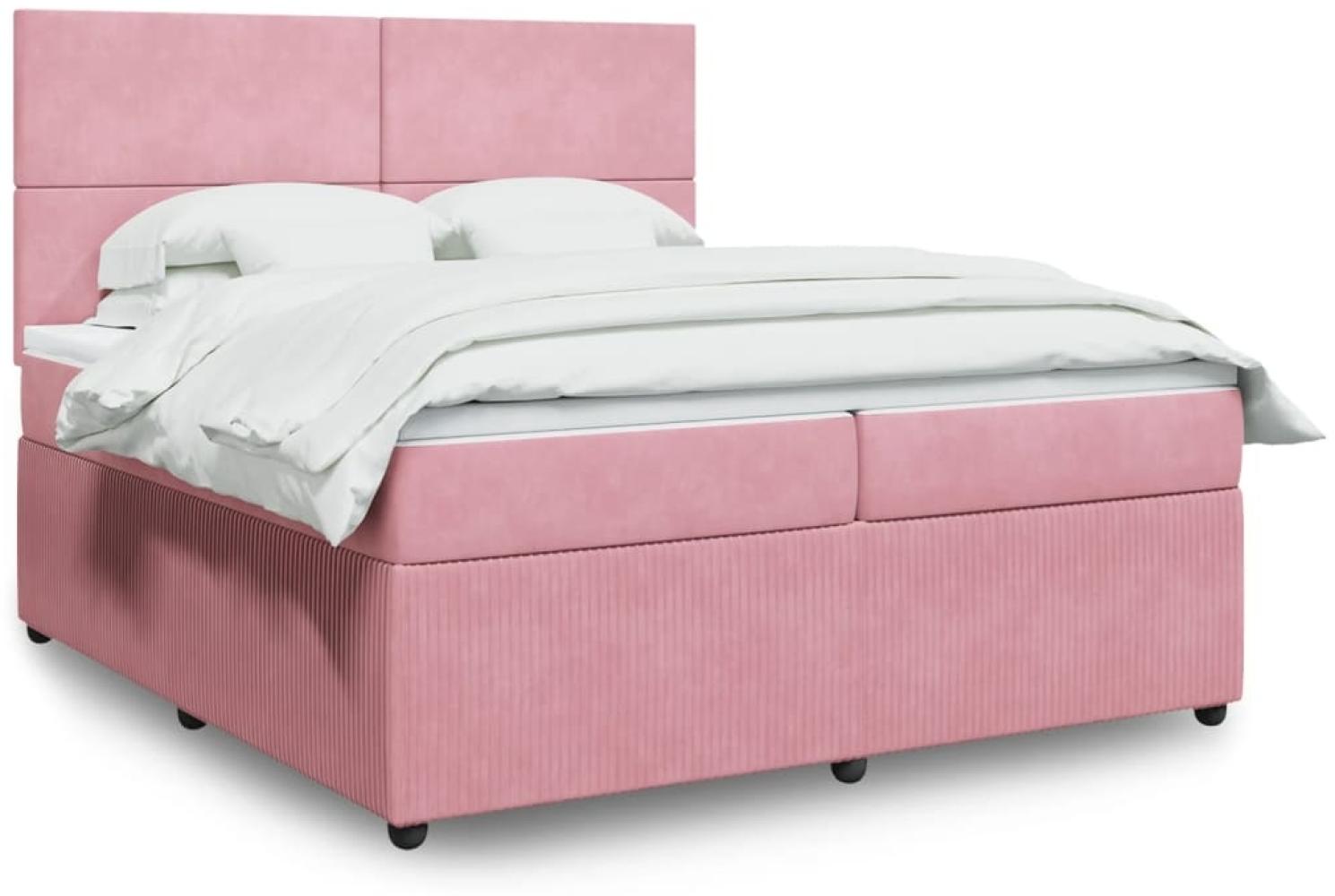 vidaXL Boxspringbett mit Matratze Rosa 200x200 cm Samt 3294729 Bild 1