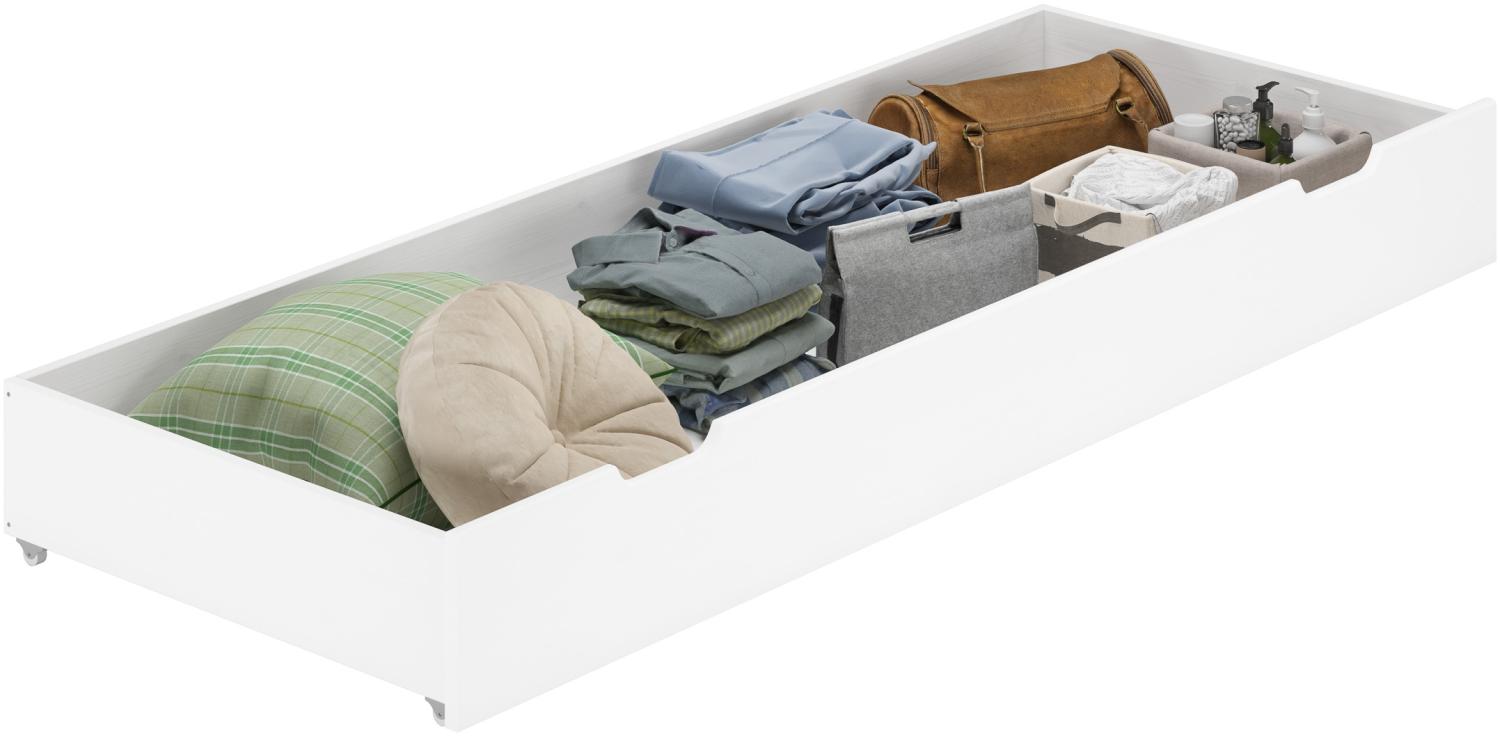 Bettkasten Rollkasten für schmale Betten 80x200 Kiefer weiß 90. 10-S5W Bild 1