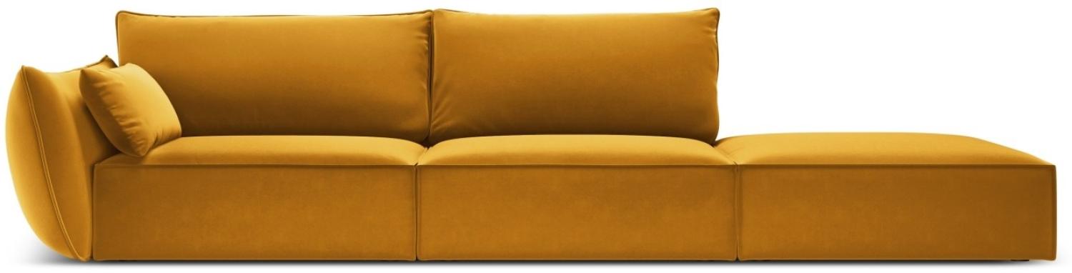 Micadoni 4-Sitzer Rechts Samtstoff Sofa Kaelle | Bezug Yellow | Beinfarbe Black Plastic Bild 1