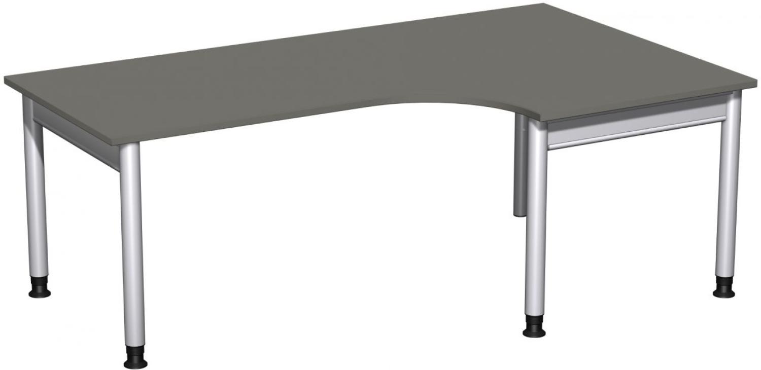 PC-Schreibtisch '4 Fuß Pro' rechts, höhenverstellbar, 200x120cm, Graphit / Silber Bild 1