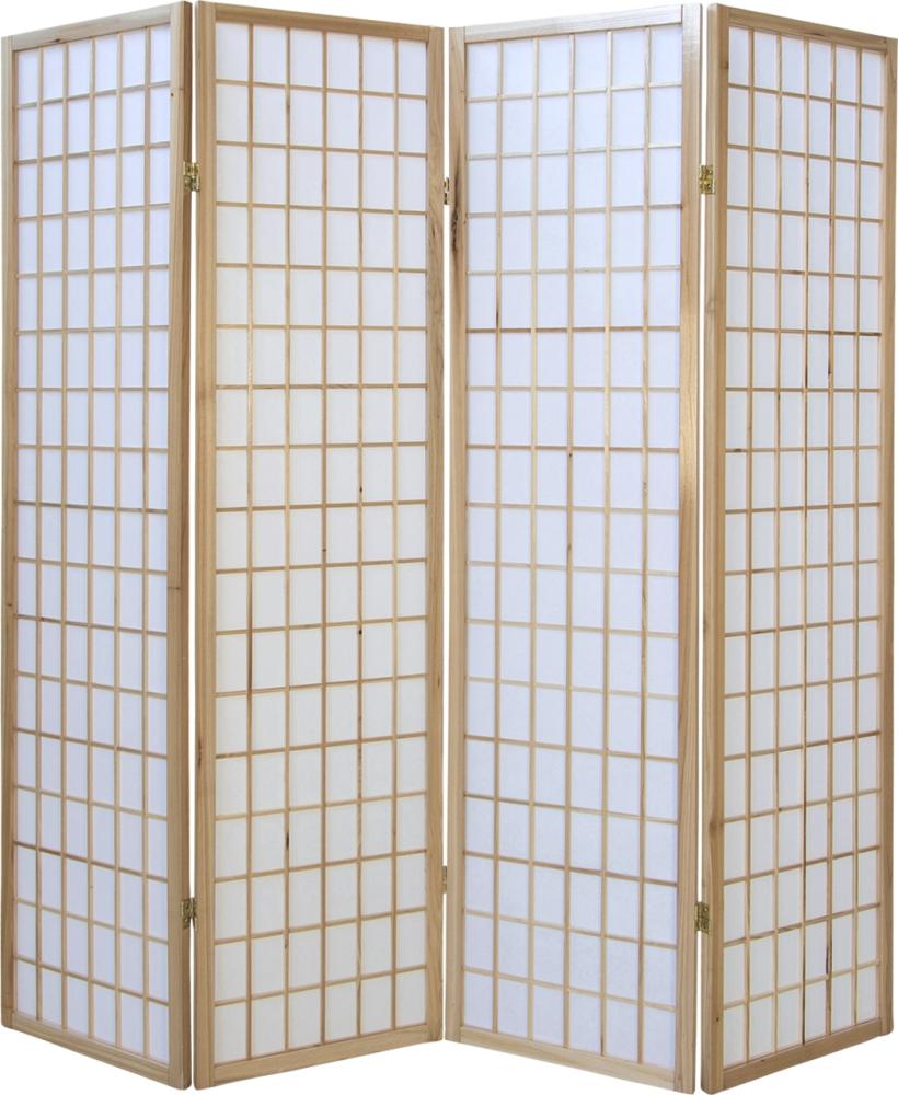 4fach Holz Paravent Raumteiler Trennwand Shoji Faltbar Natur Bild 1
