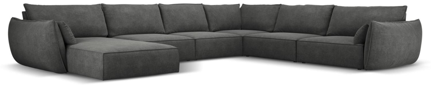 Micadoni 8-Sitzer Panorama Ecke rechts Sofa Kaelle | Bezug Dark Grey | Beinfarbe Black Plastic Bild 1
