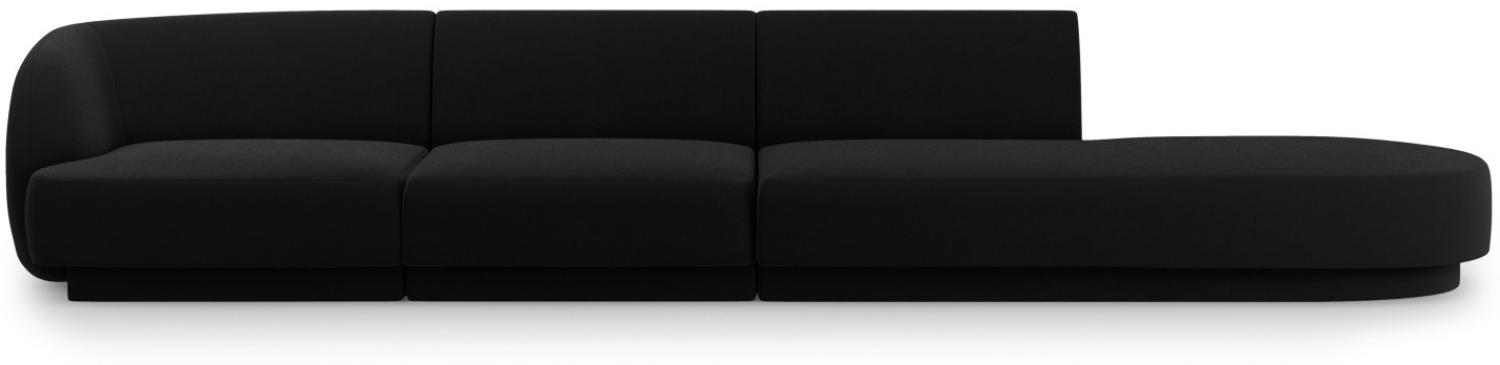 Micadoni 4-Sitzer Rechts Samtstoff Sofa Miley | Bezug Black | Beinfarbe Black Plastic Bild 1