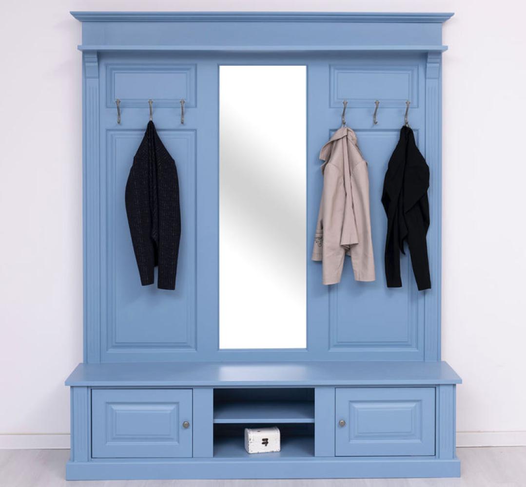 Garderobe mit Spiegel im Landhausstil Himmelblau Bild 1