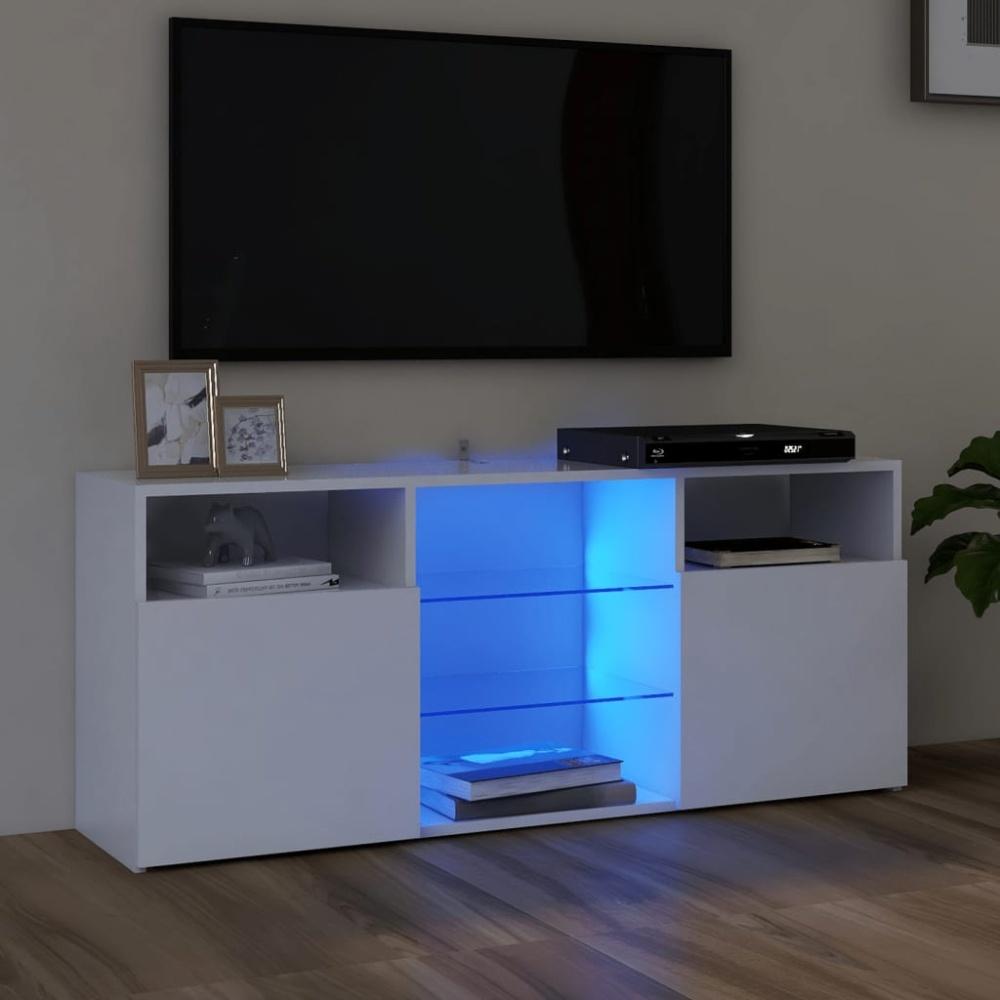 TV-Schrank mit LED-Leuchten Weiß 120x30x50 cm Bild 1