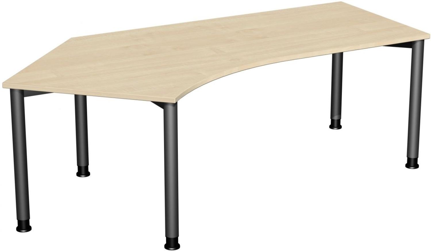 Schreibtisch 135° '4 Fuß Flex' links, höhenverstellbar, 216x113cm, Ahorn / Anthrazit Bild 1