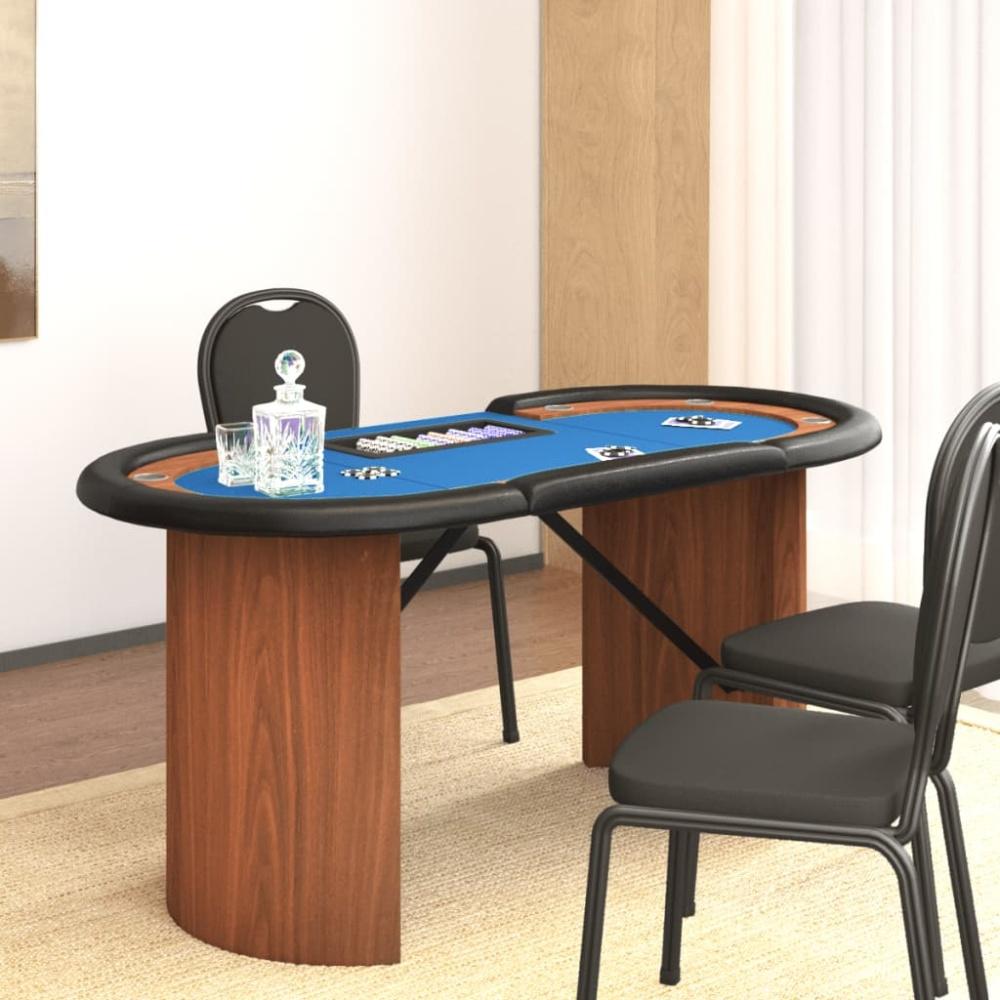 vidaXL Pokertisch 10 Spieler mit Chipablage Blau 160x80x75 cm Bild 1