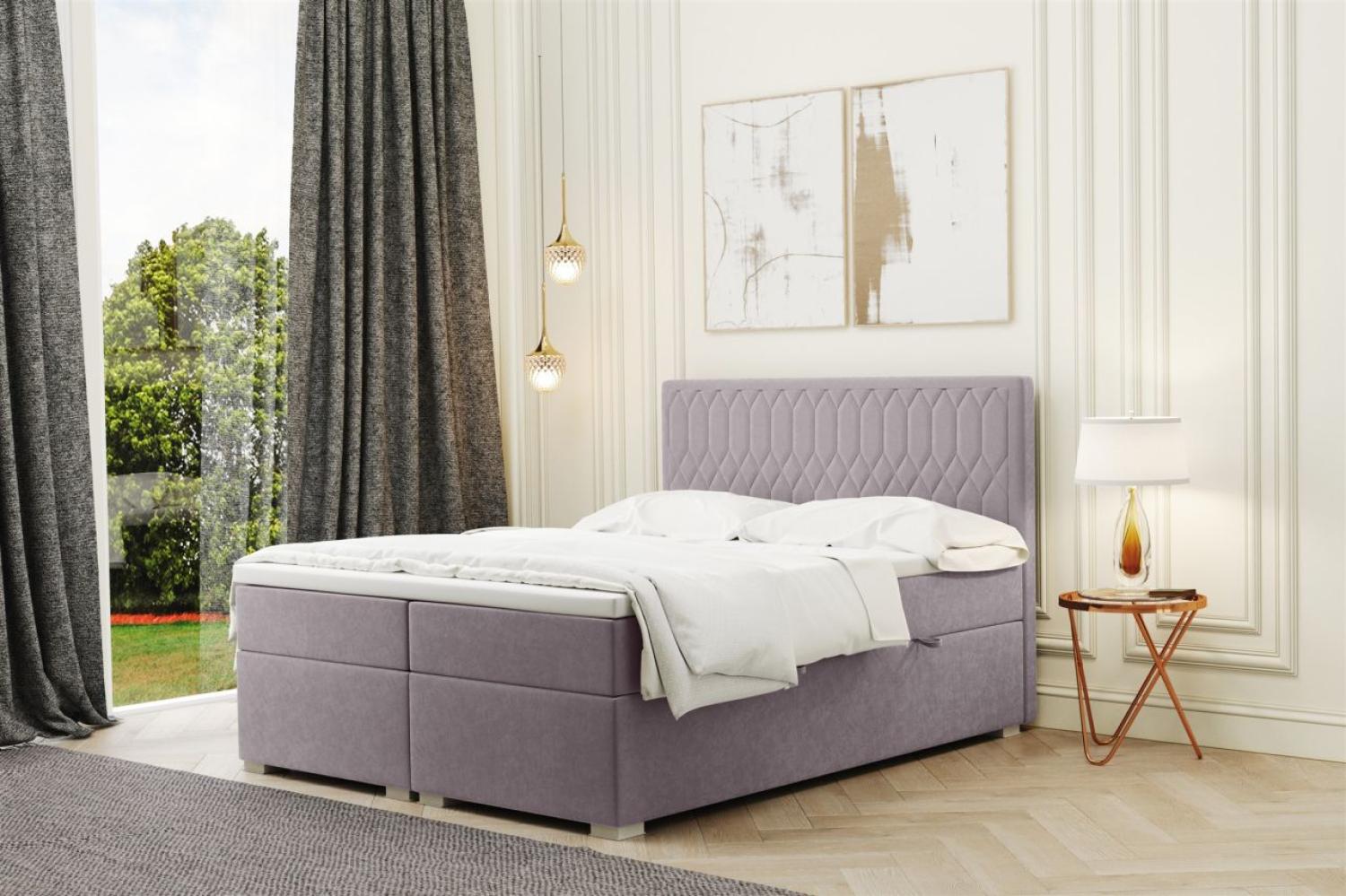 Boxspringbett Schlafzimmerbett DUSTY 160x200cm in Stoff Riviera Flieder Bild 1