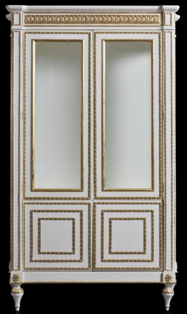 Casa Padrino Luxus Barock Vitrine Weiß / Gold - Prunkvoller Massivholz Vitrinenschrank mit 4 Türen - Luxus Möbel im Barockstil - Barock Möbel - Edel & Prunkvoll Bild 1
