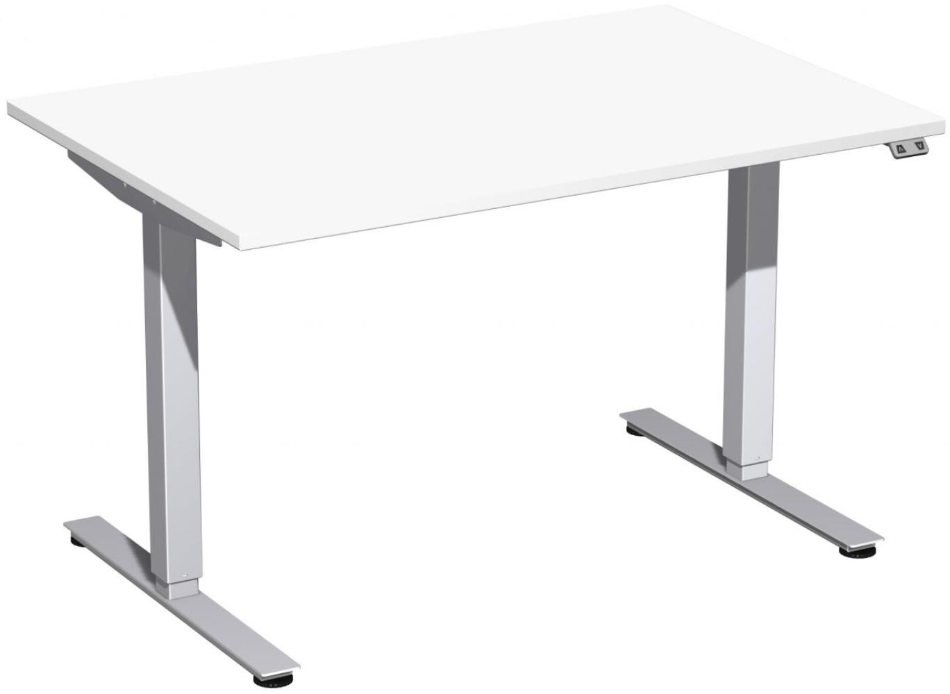 Elektro-Hubtisch 'Smart', höhenverstellbar, 120x80x70-120cm, gerade, Weiß / Silber Bild 1