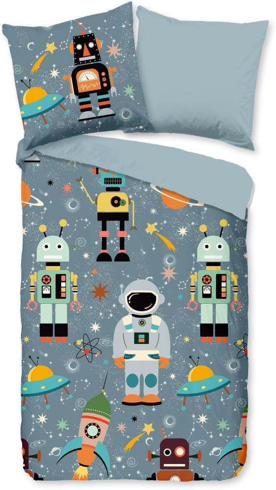 Good Morning Kids Kinder Bettwäsche 135x200 Astronauten grau Spaceman 30388-G Bild 1