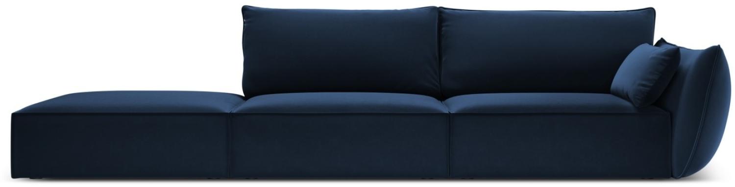 Micadoni 4-Sitzer Links Samtstoff Sofa Kaelle | Bezug Royal Blue | Beinfarbe Black Plastic Bild 1
