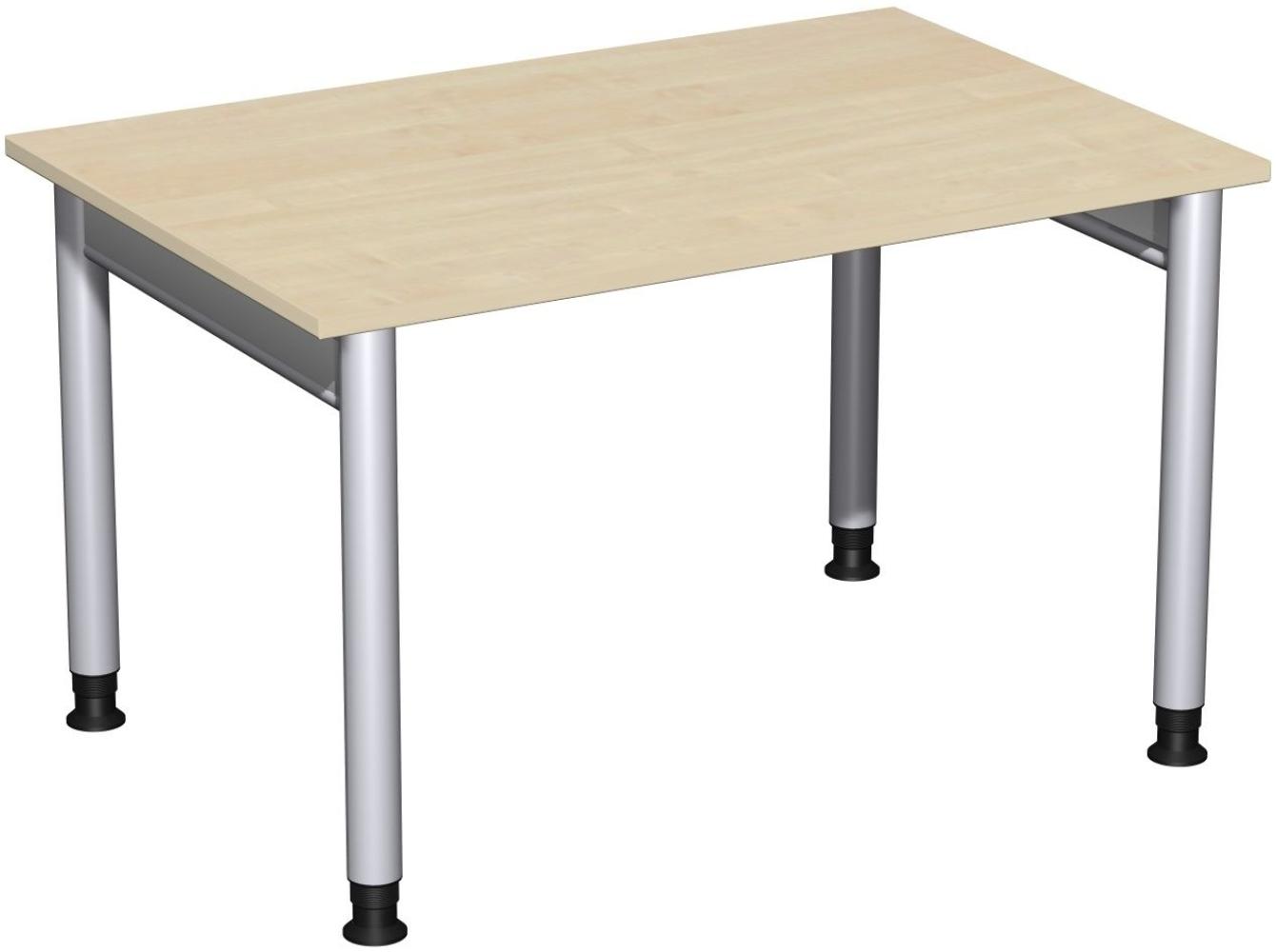 Schreibtisch '4 Fuß Pro' höhenverstellbar, 120x80cm, Ahorn / Silber Bild 1