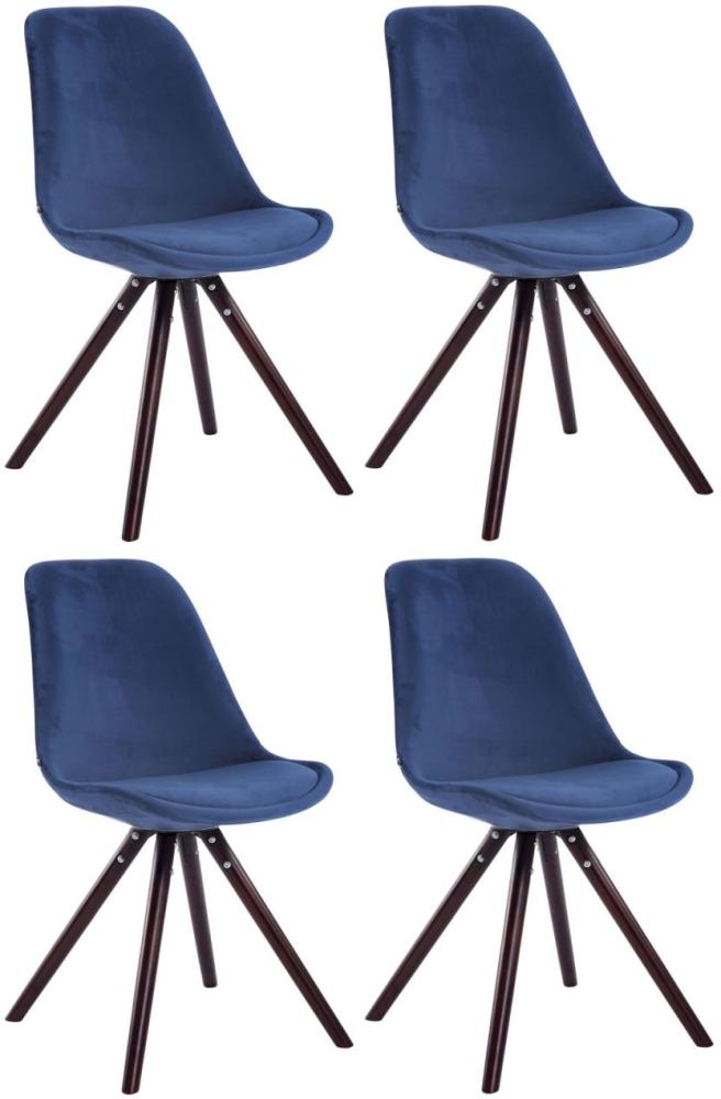 4er Set Stühle Toulouse Samt Rund cappuccino blau Bild 1