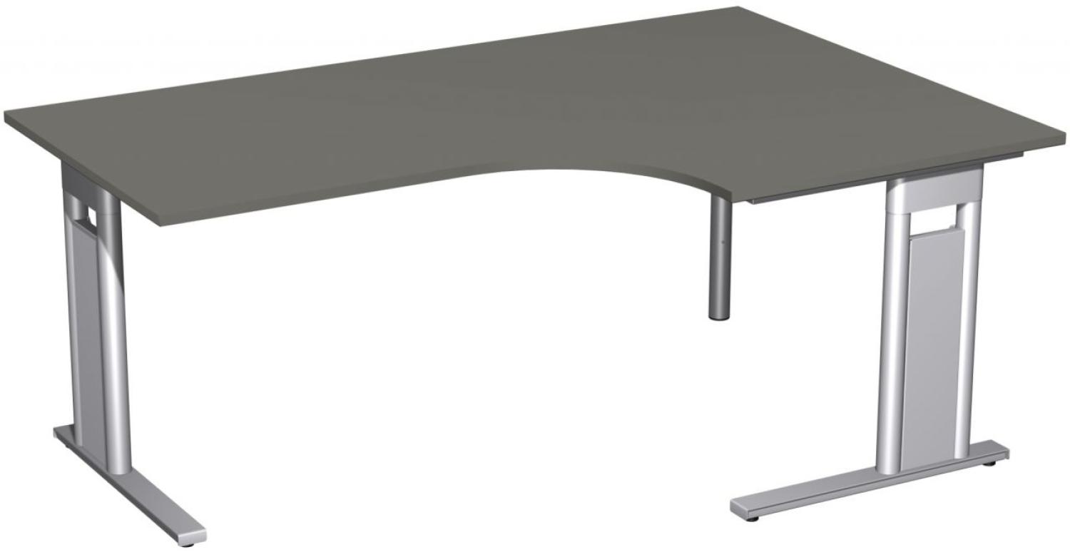 PC-Schreibtisch 'C Fuß Pro' rechts, feste Höhe 180x120x72cm, Graphit / Silber Bild 1