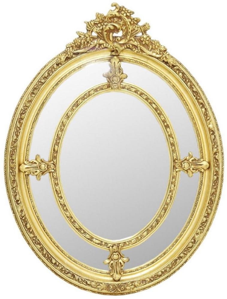 Casa Padrino Barock Spiegel Gold - Ovaler Antik Stil Wandspiegel - Wohnzimmer Spiegel - Garderoben Spiegel - Prunkvolle Barock Möbel Bild 1