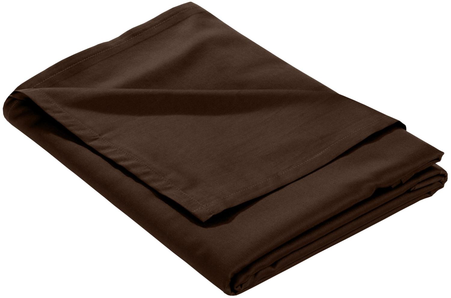 Mako Satin Bettlaken ohne Gummizug dunkelbraun 240x280cm Bild 1