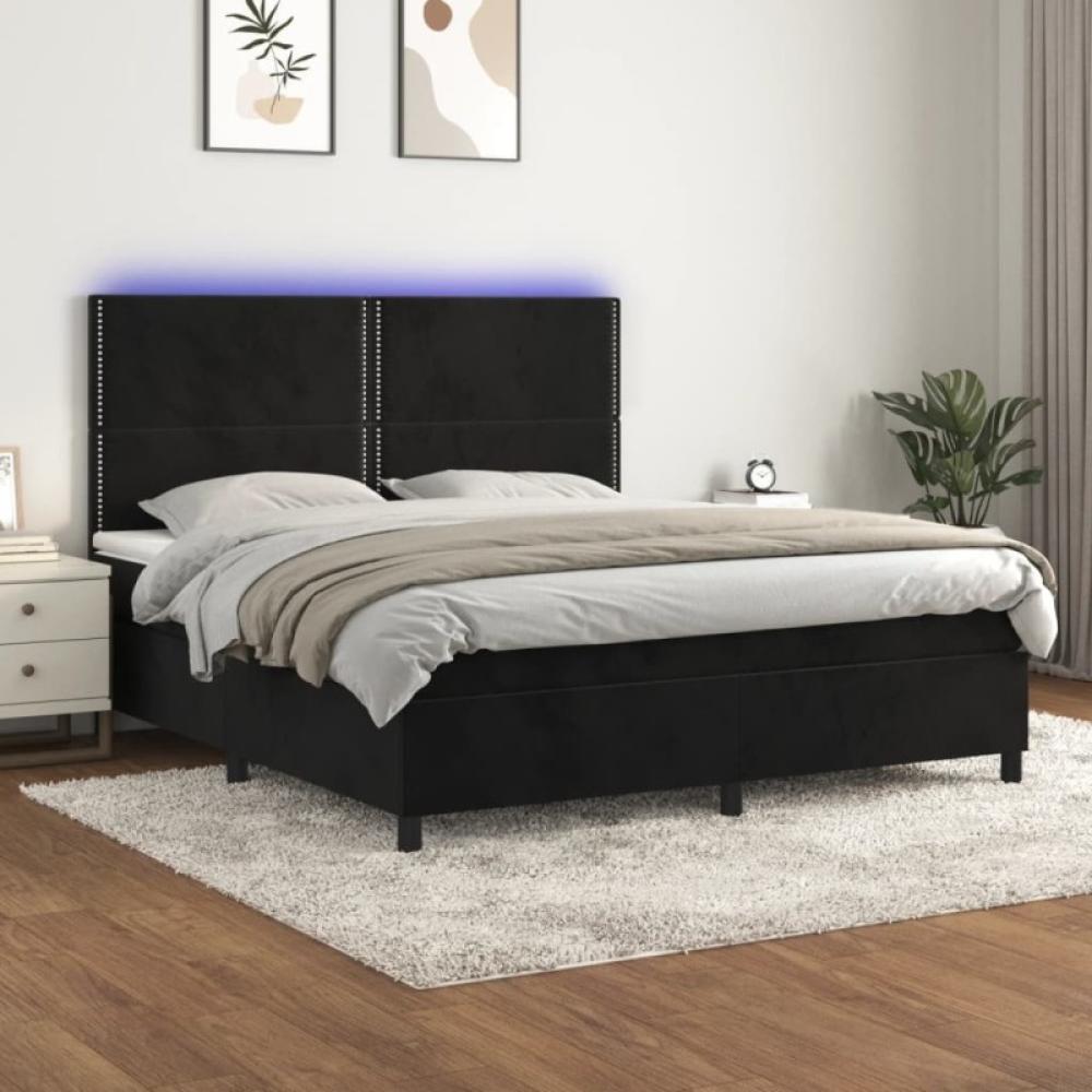 Boxspringbett mit Matratze & LED Schwarz 180x200 cm Samt (Farbe: Schwarz) Bild 1