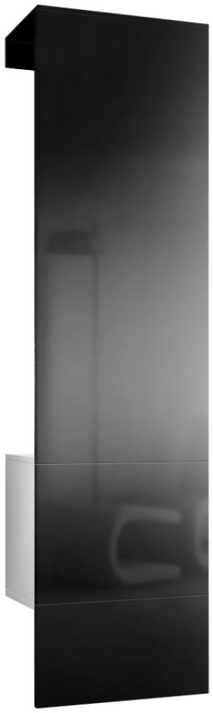 Vladon Garderobe Carlton Set 5, Garderobenset bestehend aus 1 Garderobenpaneel mit integrierter Tür und 1 Kleiderstange, Weiß matt/Schwarz Hochglanz (52 x 193 x 35 cm) Bild 1