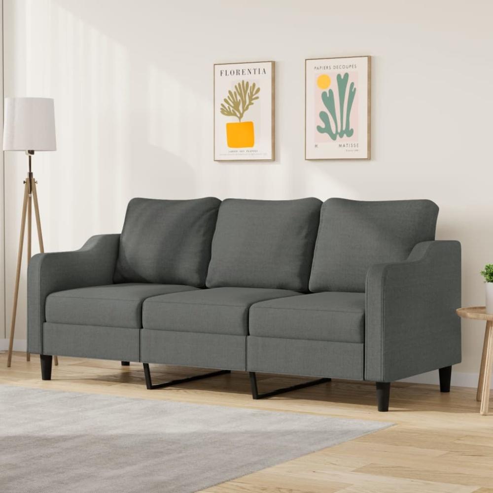 vidaXL 3-Sitzer-Sofa Dunkelgrau 180 cm Stoff Bild 1