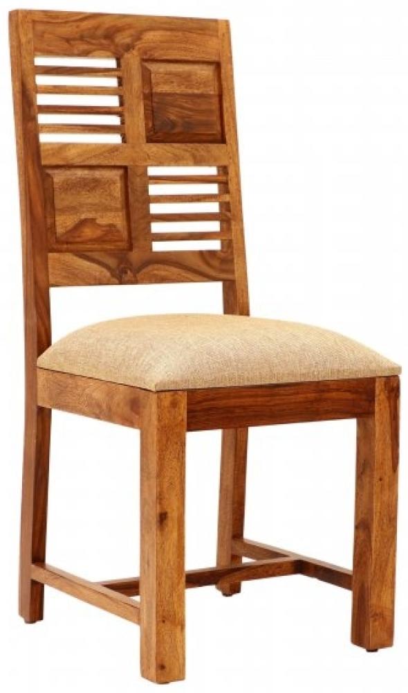 Stuhl Tara mit gepolsterter Sitzfläche aus indischem Sheesham-Massivholz Bild 1