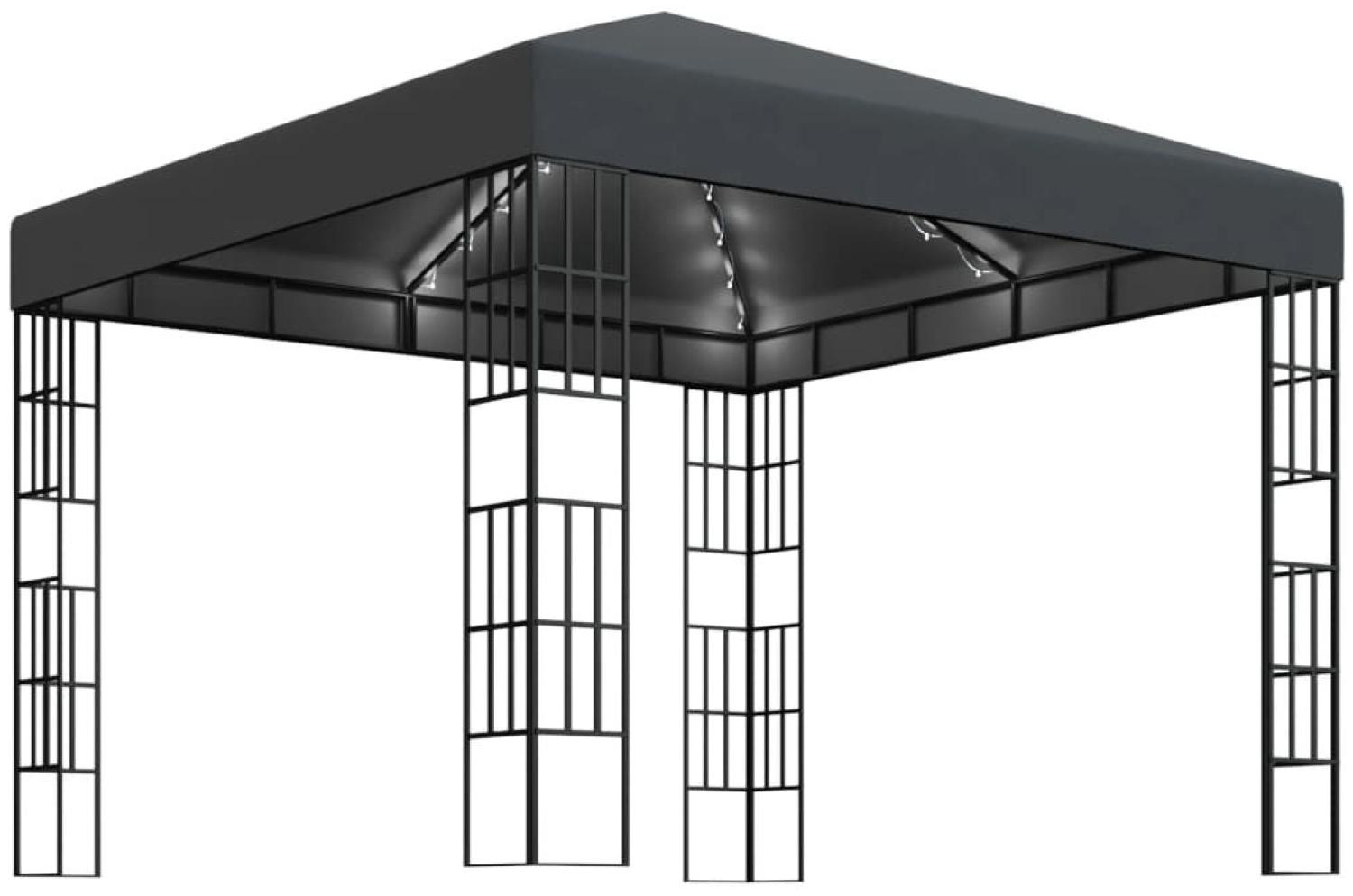 Pavillon mit LED-Lichterkette 3x3 m Anthrazit Bild 1