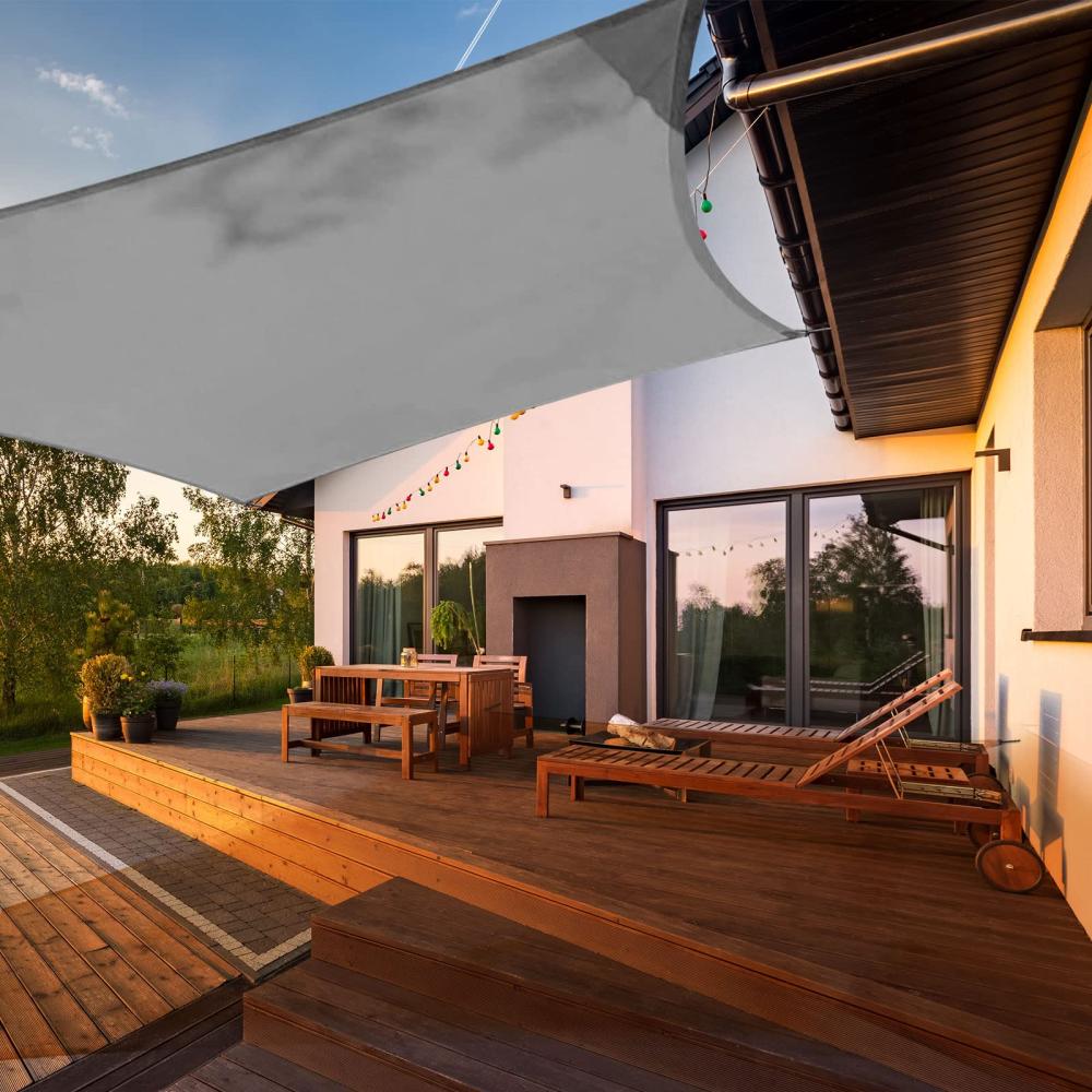 HAIKUS Sonnensegel Wasserdicht Rechteckig 5x5m Sonnenschutz Wasserabweisend Premium PES Polyester mit UV Schutz für Balkon Garten Terrasse Quadratisch Grau Bild 1