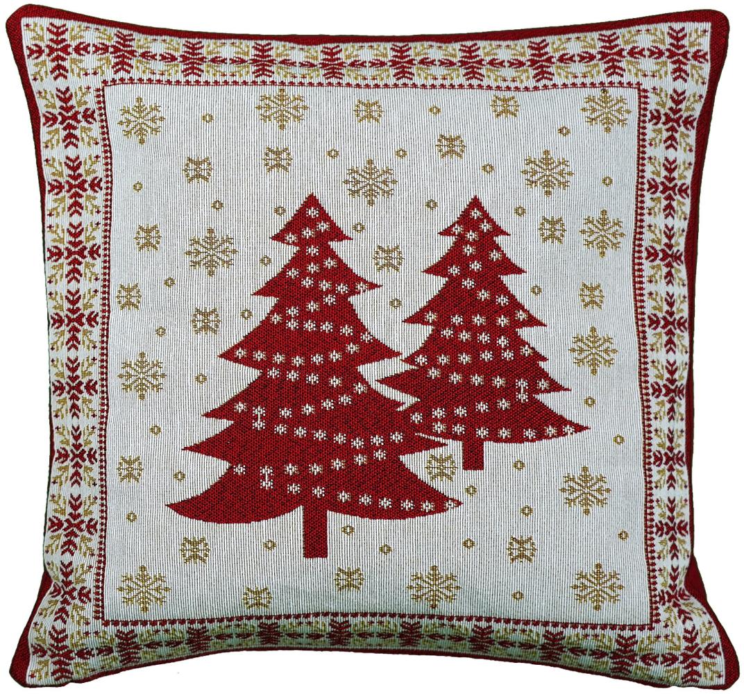 Kissenhülle 40 x 40 cm Tannenbaum rot Winter Weihnachten Dekoration 40 x 40 cm Kissenhülle Bild 1