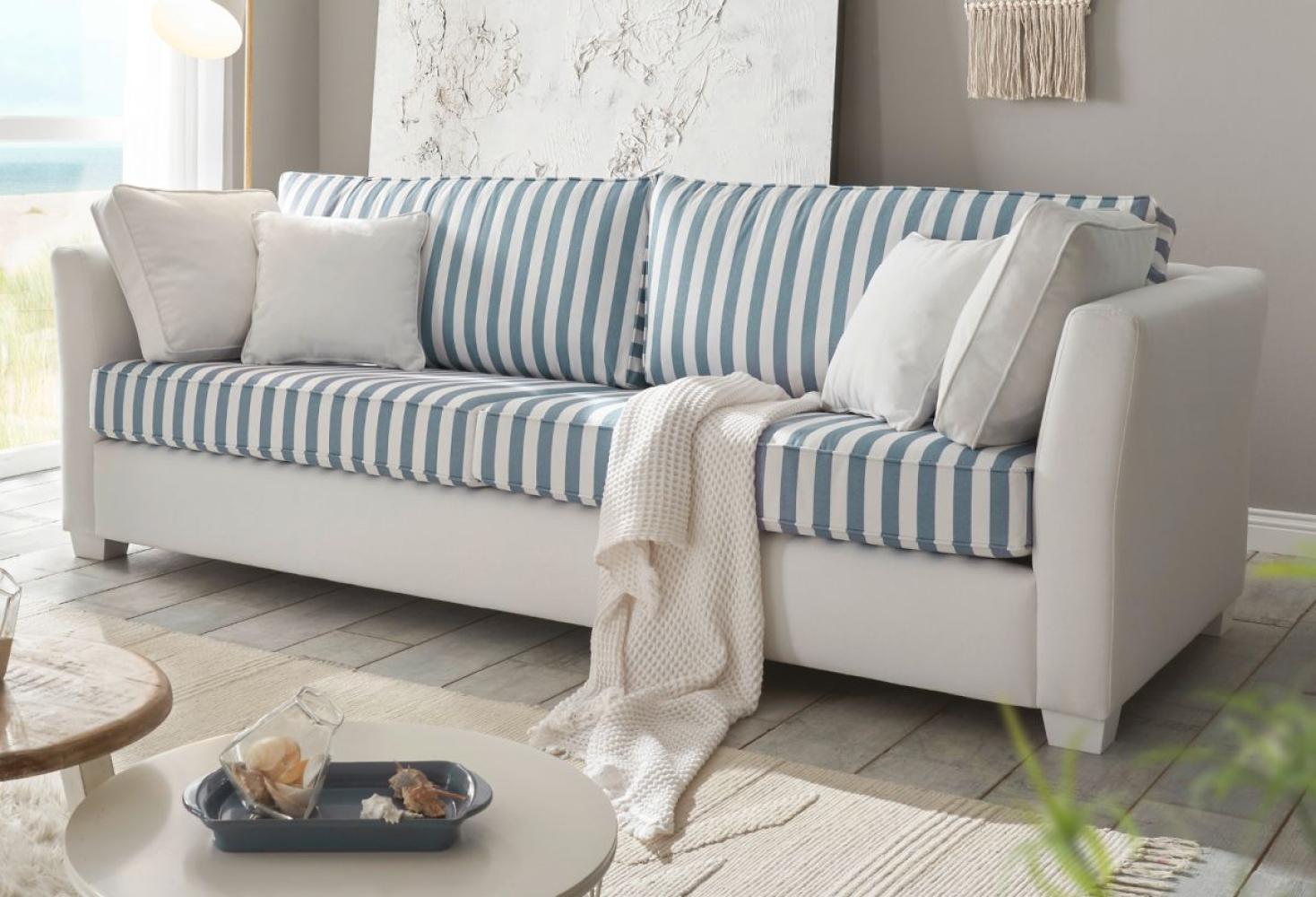 Sofa 3-Sitzer Hooge in creme und blau 240 cm Bild 1