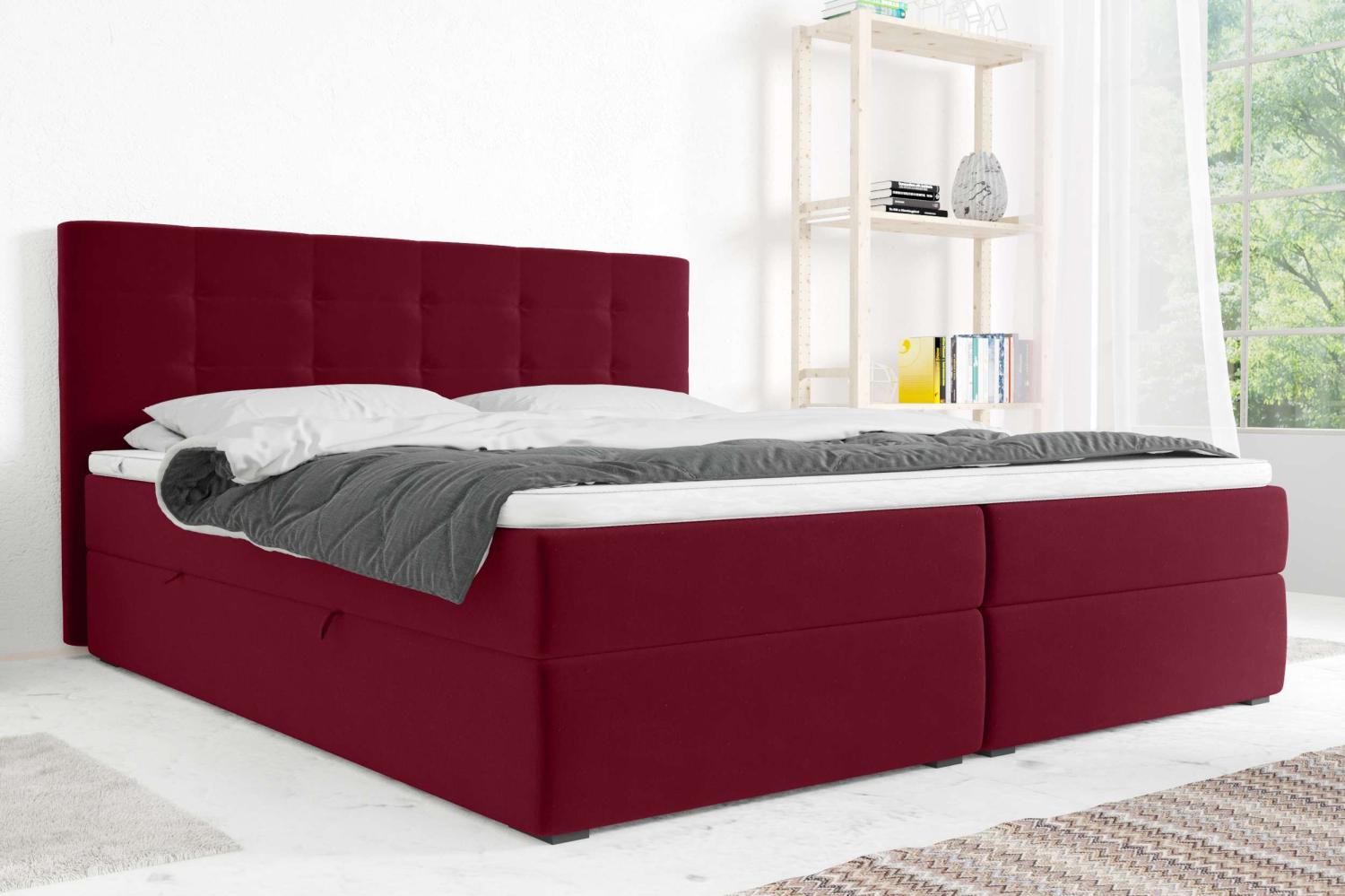 99rooms Bonvito Boxspringbett Rot Velours KRONOS Bonell-Federung 160x200 cm Bild 1