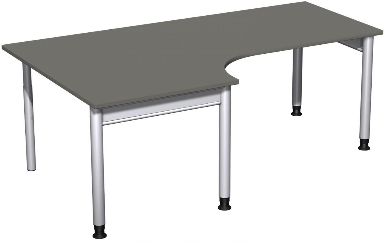 PC-Schreibtisch '4 Fuß Pro' links, höhenverstellbar, 200x120cm, Graphit / Silber Bild 1