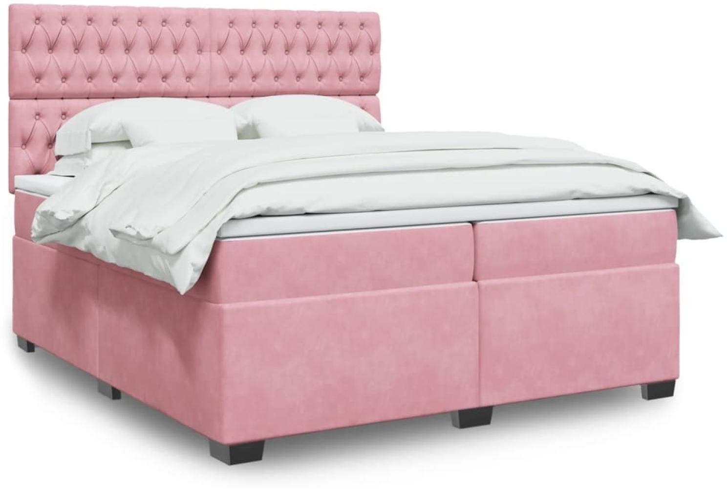 vidaXL Boxspringbett mit Matratze Rosa 200x200 cm Samt 3291013 Bild 1