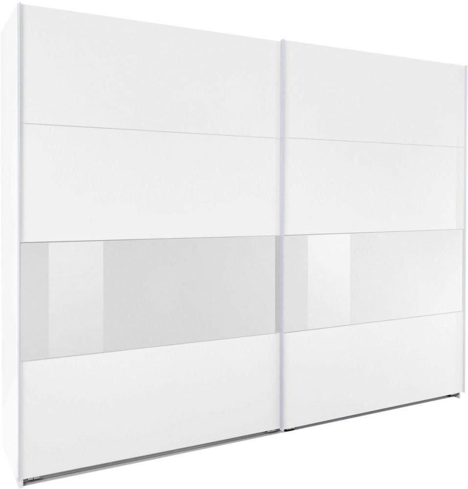 Schwebetürenschrank Bramfeld Kleiderschrank 270x64x236cm weiß Weißglas 2-türig Bild 1