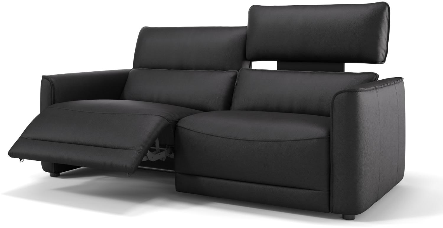 Sofanella Dreisitzer GALA Leder Couch Sitzverstellung in Schwarz Bild 1