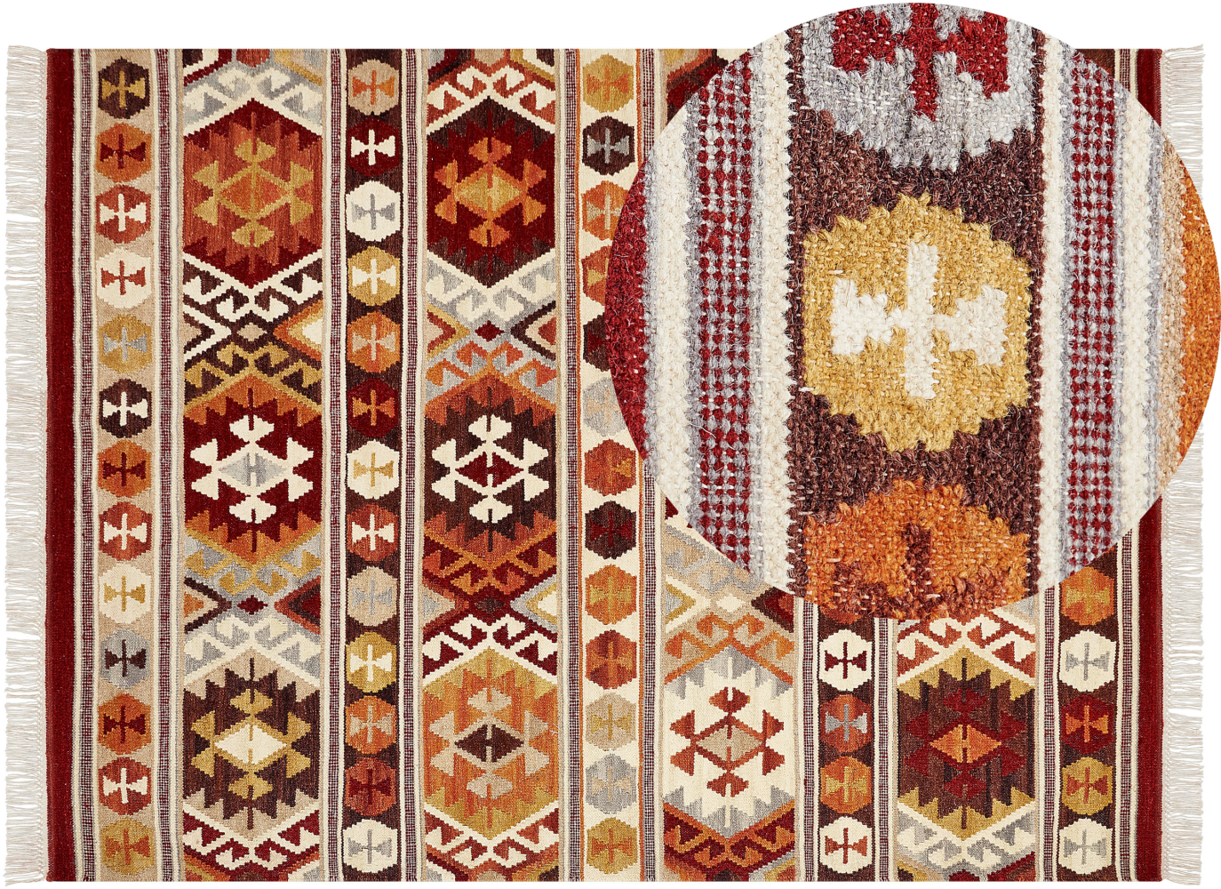 Kelim Teppich Wolle mehrfarbig 160 x 230 cm geometrisches Muster Kurzflor AYGAVAN Bild 1