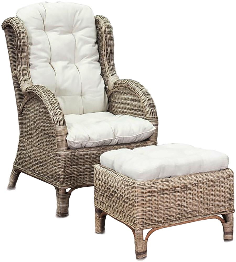 Rattan Relaxsessel mit Fußhocker inklusive Sitzpolster Bild 1