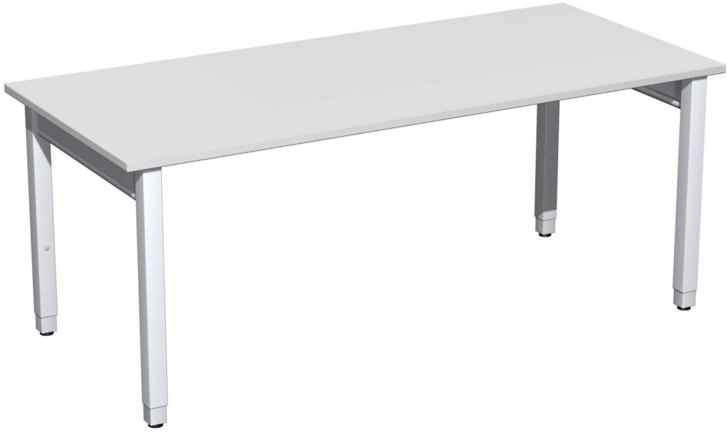 Schreibtisch '4 Fuß Pro Quadrat' höhenverstellbar, 180x80x68-86cm, Lichtgrau / Silber Bild 1