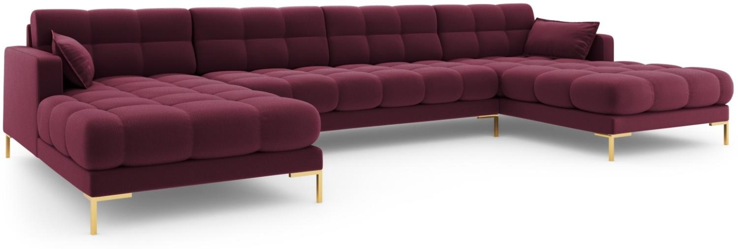 Micadoni 6-Sitzer Panorama Sofa Mamaia | Bezug Dark Red | Beinfarbe Gold Metal Bild 1