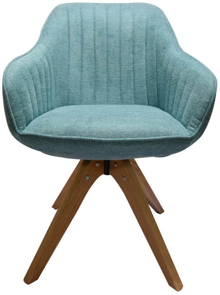 Stuhl 58,5 x 61,5 x 85,5 cm Stoff und Eiche Blau Bild 1