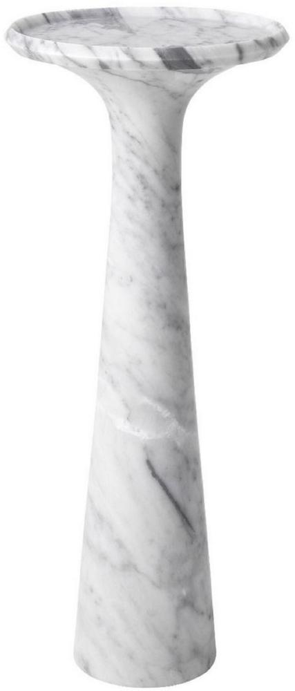 Casa Padrino Luxus Beistelltisch Weiß Ø 30 x H. 71,5 cm - Runder Beistelltisch aus hochwertigem Carrara Marmor - Luxus Möbel Bild 1
