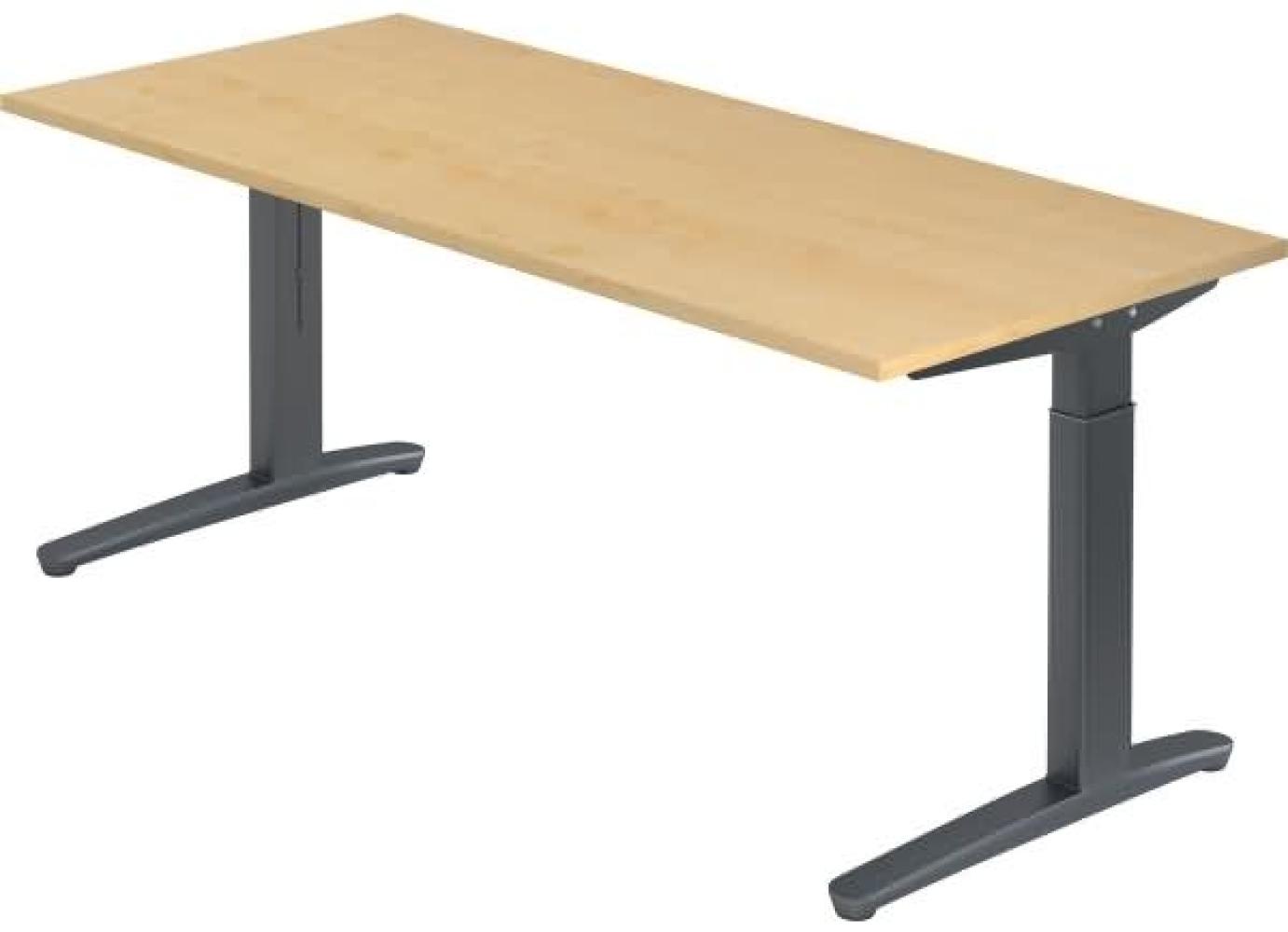 'XB19' Schreibtisch, C-Fuß, 180x80cm, Ahorn / Graphit Bild 1