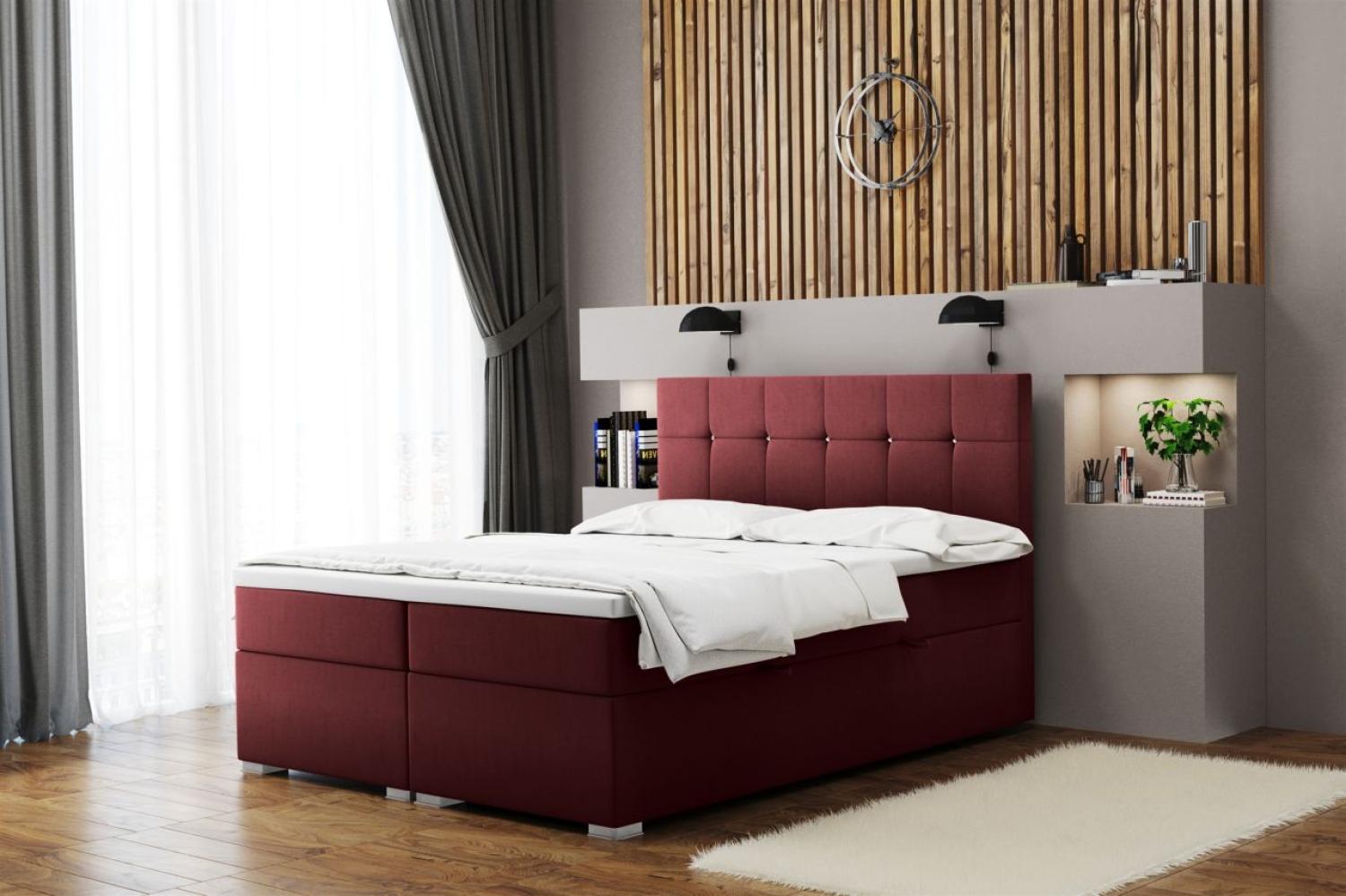 Boxspringbett Schlafzimmerbett 'ABELT', in Stoff Matt Velvet, Weinrot, 180 x 200 cm Bild 1