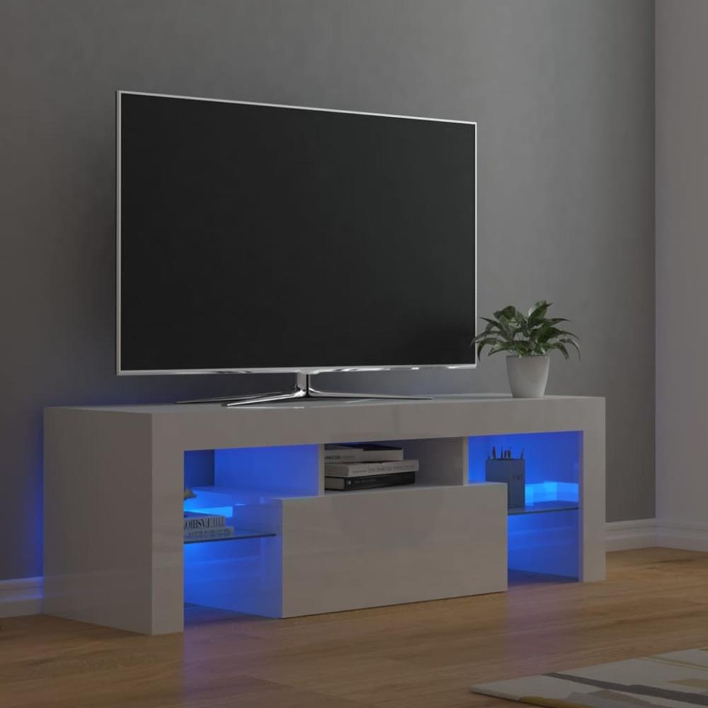 vidaXL TV-Schrank mit LED-Leuchten, Hochglanz-Weiß, 120 x 35 x 40 cm [804352] Bild 1