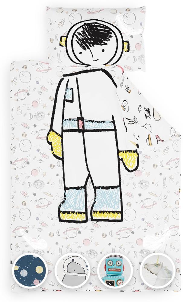 Soft Wonder Kids-Edition Bettwäsche 135 x 200 cm 50 x 75 cm atmungsaktiv Mikrofaser Astronaut Bild 1