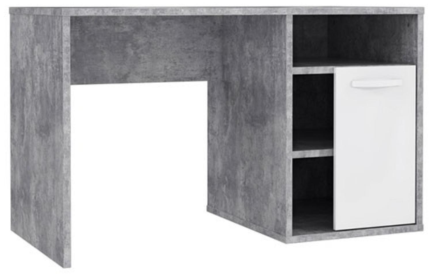 Schreibtisch PC-Tisch Bürotisch120x60cm beton lichtgrau weiß Hochglanz Bild 1