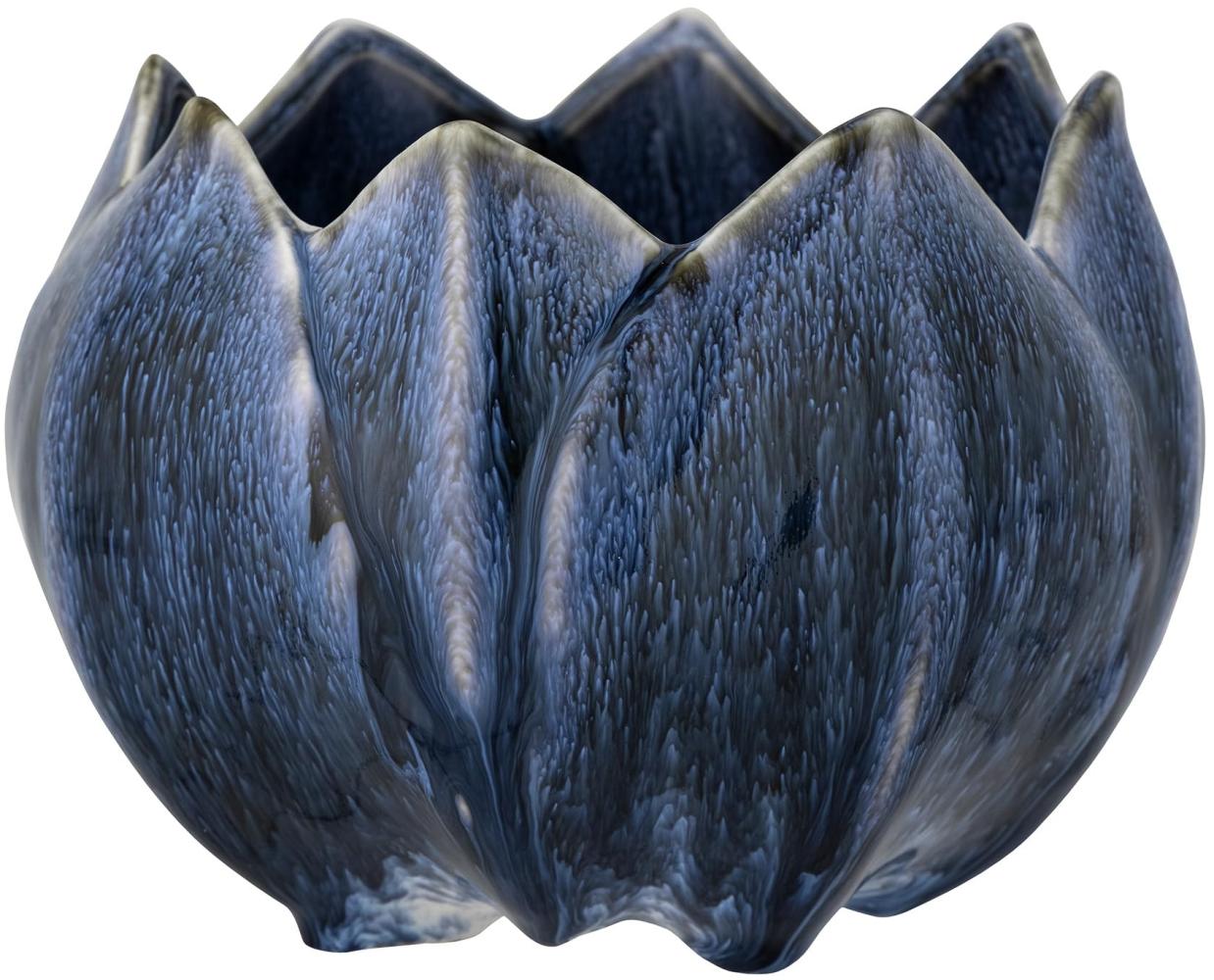 Bloomingville Blumentopf BEDOUR Blau 19 cm Keramik Übertopf Dunkelblau Bild 1