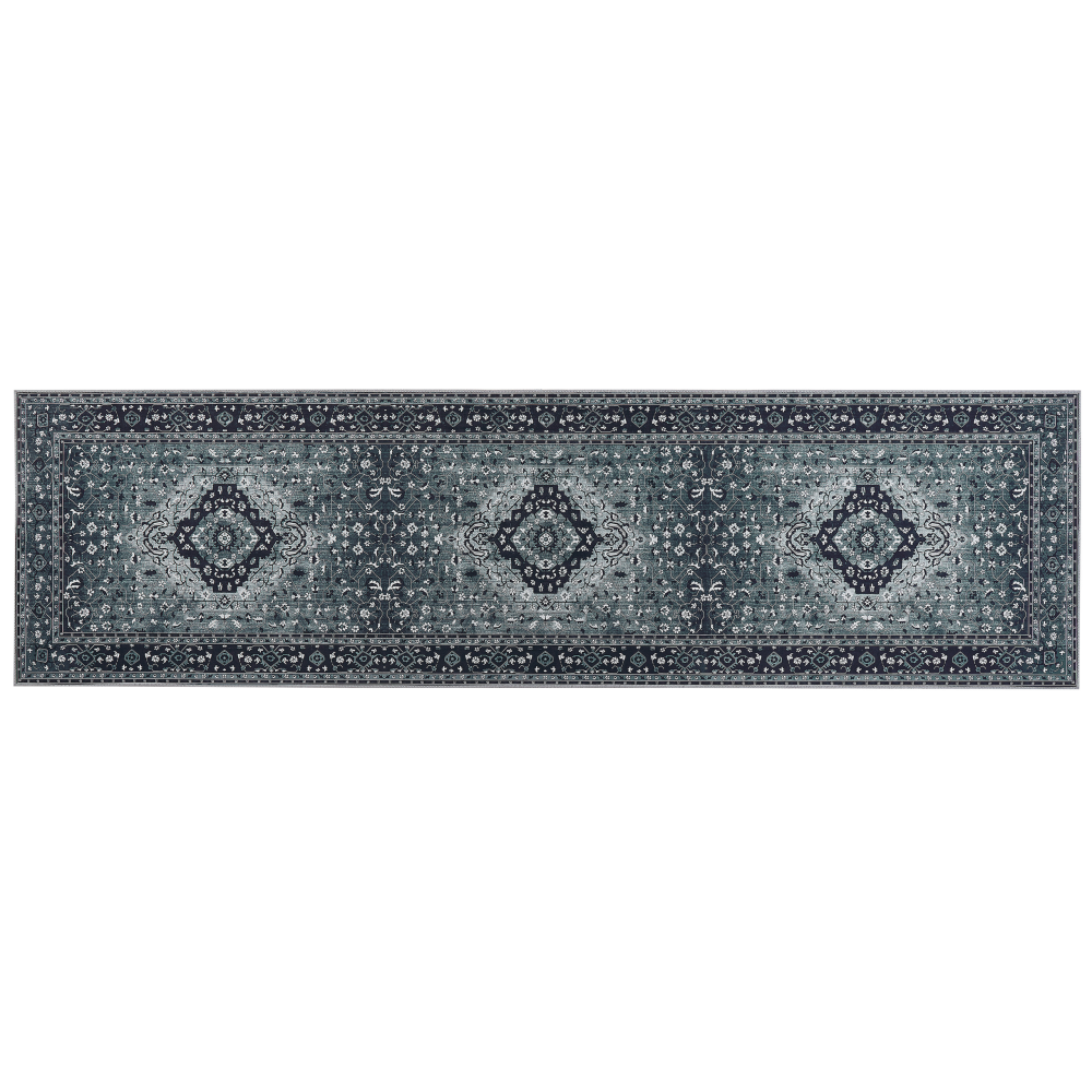 Teppich grau orientalisches Muster 80 x 300 cm Kurzflor VADKADAM Bild 1