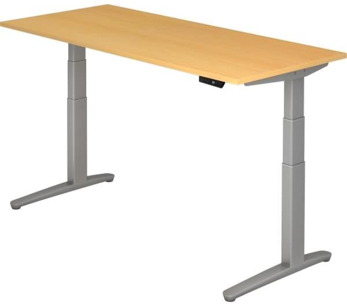 'XBHM19' Sitz-Steh-Schreibtisch elektrisch 180x80cm Buche Silber Bild 1