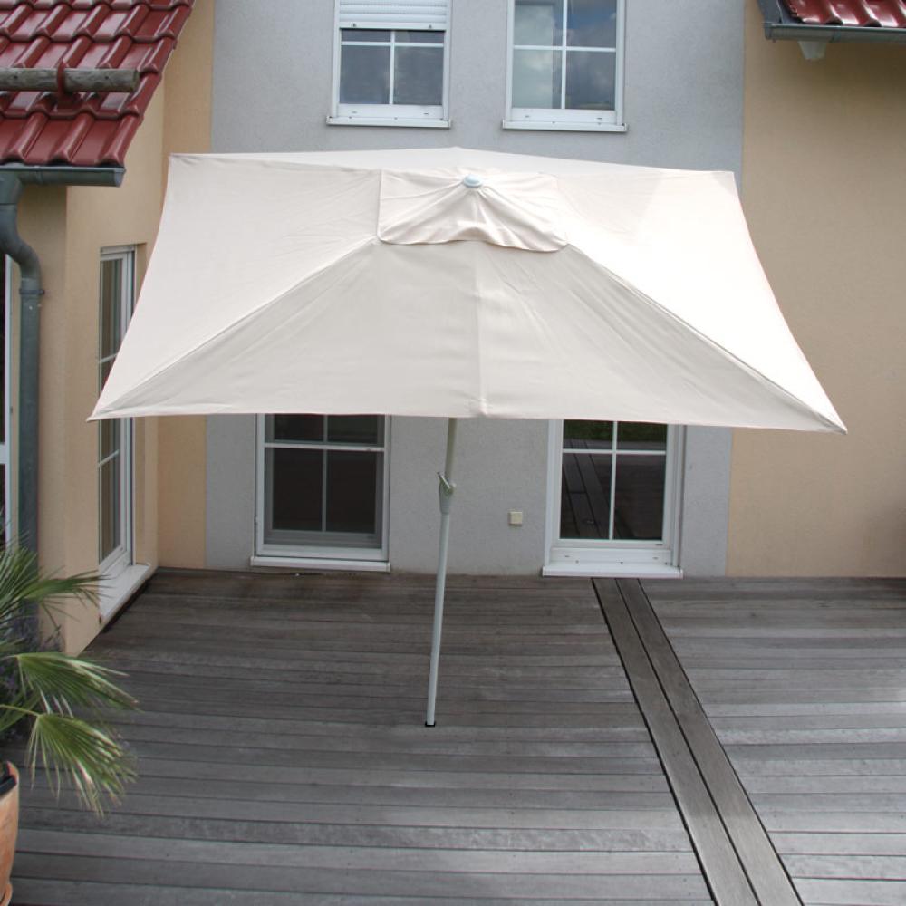 Sonnenschirm N23, Gartenschirm, 2x3m rechteckig neigbar, Polyester/Alu 4,5kg UV-Schutz 50+ ~ creme Bild 1